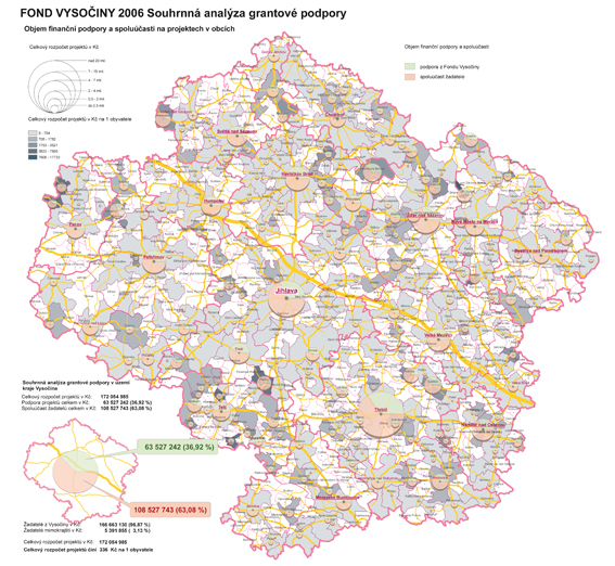 Mapa - Objem projektů v pověřených obcích