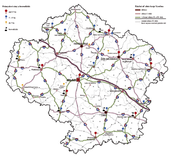 Mapa - Páteřní síť silnic a regionální poloha