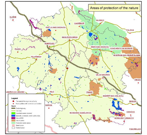 Map - Areas of protection of the nature