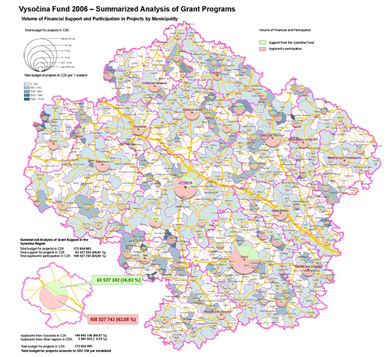 Map - Objem projektů v pověřených obcích